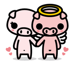 Piglet Rabu~u angel - No text ver. - sticker #3822021
