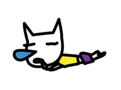 pretty white cat and pink rabbit sticker #3840665