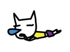 pretty white cat and pink rabbit sticker #3840665