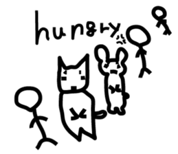 pretty white cat and pink rabbit sticker #3840670