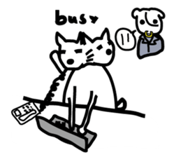 pretty white cat and pink rabbit sticker #3840671