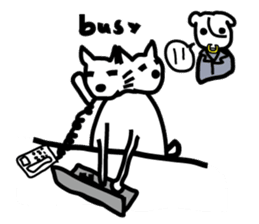 pretty white cat and pink rabbit sticker #3840671