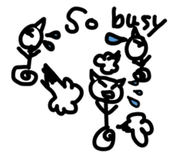 pretty white cat and pink rabbit sticker #3840672