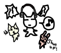 pretty white cat and pink rabbit sticker #3840676