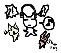 pretty white cat and pink rabbit sticker #3840676