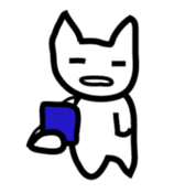 pretty white cat and pink rabbit sticker #3840677