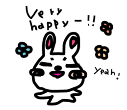 pretty white cat and pink rabbit sticker #3840686