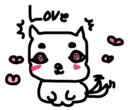 pretty white cat and pink rabbit sticker #3840691