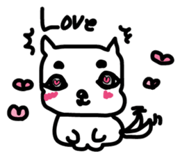 pretty white cat and pink rabbit sticker #3840691