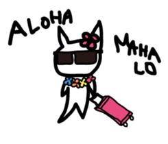 pretty white cat and pink rabbit sticker #3840696