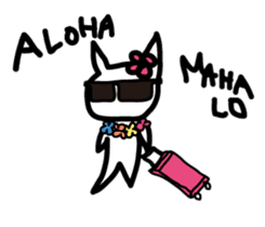 pretty white cat and pink rabbit sticker #3840696