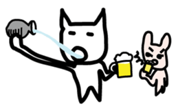 pretty white cat and pink rabbit sticker #3840698