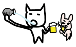 pretty white cat and pink rabbit sticker #3840698