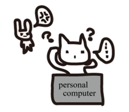 pretty white cat and pink rabbit sticker #3840699