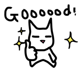 pretty white cat and pink rabbit sticker #3840700