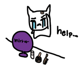 pretty white cat and pink rabbit sticker #3840701