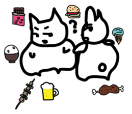 pretty white cat and pink rabbit sticker #3840702