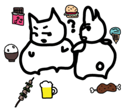 pretty white cat and pink rabbit sticker #3840702
