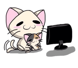 White cat and tortoiseshell cat sticker #3851224