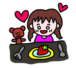 mame-chan and teddy bear sticker #3861422