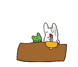 sleepy rabbit and frog sticker #3868938