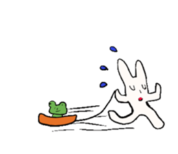 sleepy rabbit and frog sticker #3868942