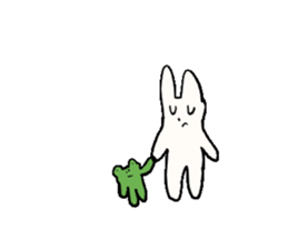 sleepy rabbit and frog sticker #3868945