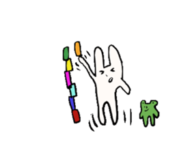 sleepy rabbit and frog sticker #3868961