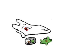 sleepy rabbit and frog sticker #3868966