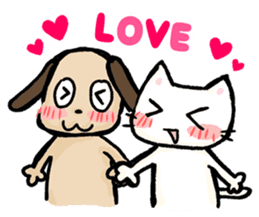 Dog and cat are fall in love sticker #3872574