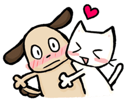 Dog and cat are fall in love sticker #3872575