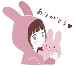 Fluffy bunny & Girl sticker #3879610