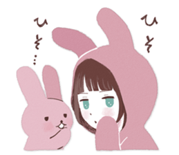 Fluffy bunny & Girl sticker #3879640
