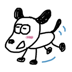 The dog drawn by a rough line