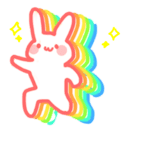 reinbow color rabbit daily life stamp sticker #3901446