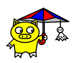Umbrella pig sticker #3904071