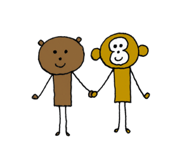 Sticker of bear and monkey sticker #3914246