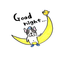 Sticker of a French bulldog and the bird sticker #3916415