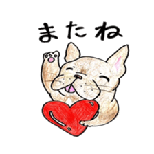 Sticker of a French bulldog and the bird sticker #3916439