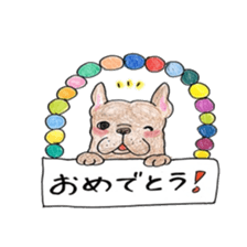 Sticker of a French bulldog and the bird sticker #3916441