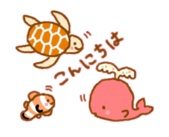 Colorful whale and Sea friends sticker #3916453