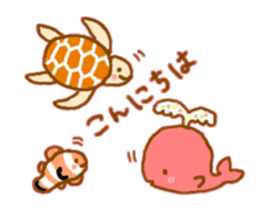 Colorful whale and Sea friends sticker #3916453