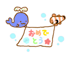Colorful whale and Sea friends sticker #3916472