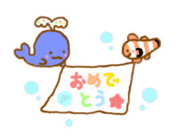 Colorful whale and Sea friends sticker #3916472