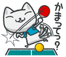talk in table tennis!Sticker White cat sticker #3949651
