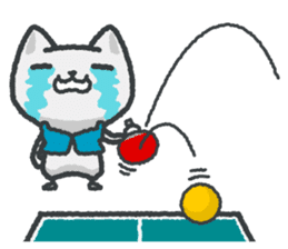 talk in table tennis!Sticker White cat sticker #3949653