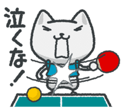 talk in table tennis!Sticker White cat sticker #3949654