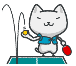talk in table tennis!Sticker White cat sticker #3949658