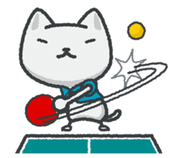 talk in table tennis!Sticker White cat sticker #3949682
