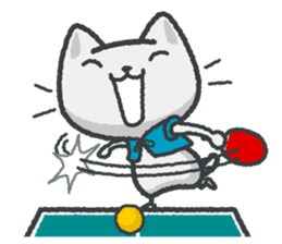 talk in table tennis!Sticker White cat sticker #3949683